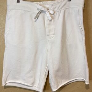 J Crew Ivory "Vintage Fleece" 100% Cotton Drawstring‎ Shorts, Size Large